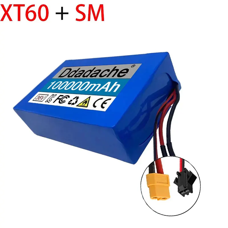 36V 100Ah 10S2P 18650 Lithium Battery Pack 550W 38000mAh 42V Cooter Vehicle Ultra Thin Portable Battery with BMS: light green