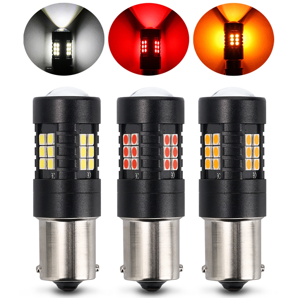 Bilkupé led-belysning 1157 -facks 15d 7443 canbus för automatisk blinkers bromslampa 12v 5w utan fel 3030*21 smd med hd-lins röd och gul