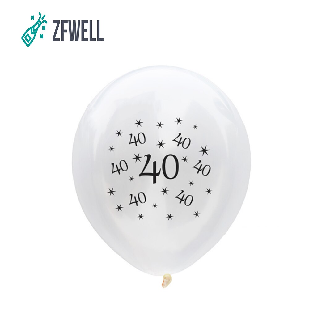 Zfwell 10 stk / lot 12 tommer 30-80 fødselsdagsballon hvid rund latex ballon fødselsdagsfest jubilæumsdekoration ballon .6.5: 40th