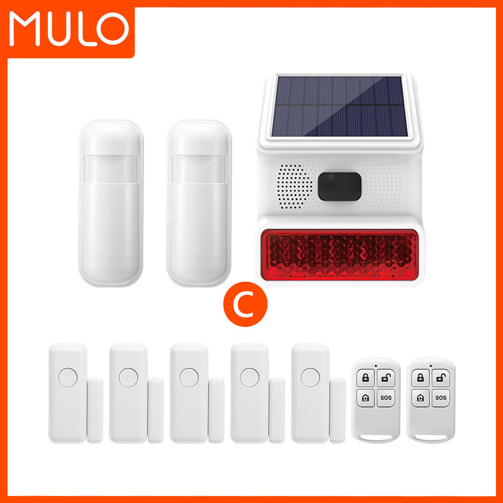 Upgraded Wireless Solar Outdoor Alarm 433MHz With LED Flash as Outdoor Waterproof Alarm for Home Garage Carport Alarm System: Orange