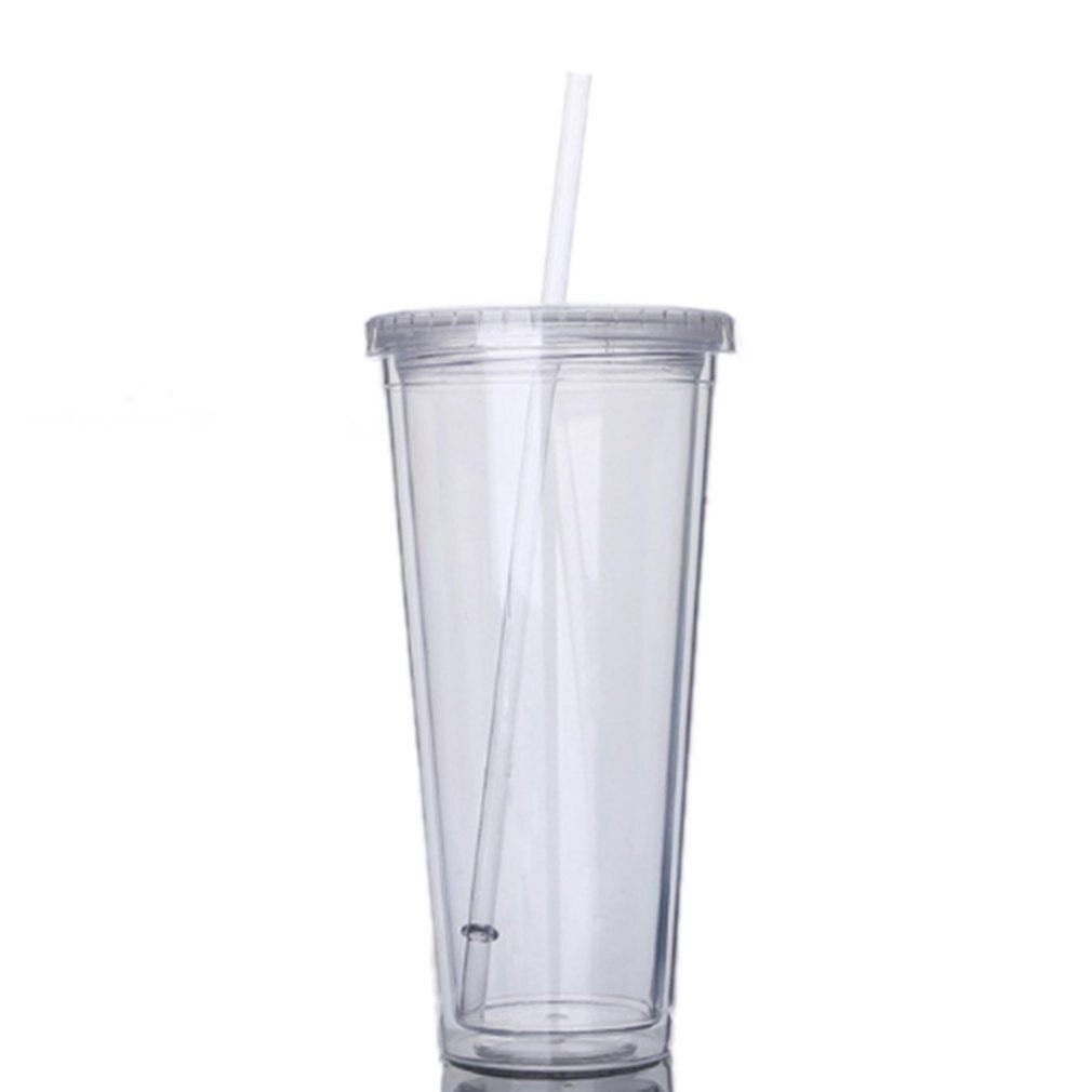 Double-Layer Plastic Anti-Brandwonden Hand Straw Cup Premium Grade Acryl Dubbelwandige Vaatwasmachinebestendig Veelzijdige: 500ml