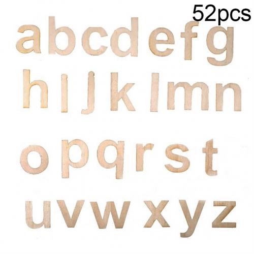 Letras de madera en inglés, placas con letras mayúsculas en inglés, manualidades, decoración artesanal, retales Educativos para el hogar hechos a mano, 52 Uds.: Lowercase Letter