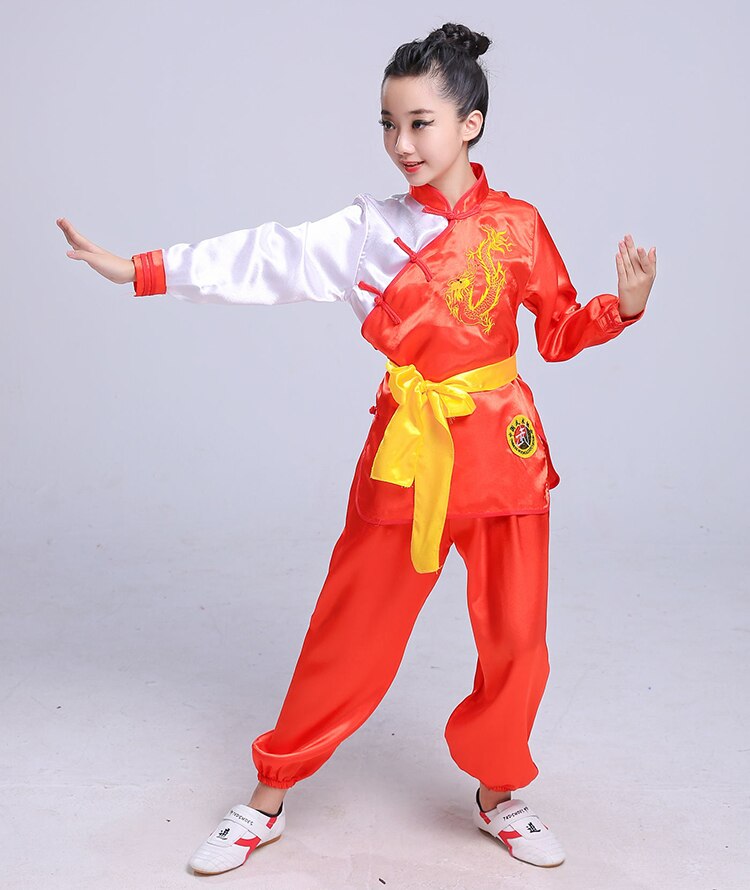 Lasten kiinalaiset perinteiset wushu-vaatteet lapsille kamppailulajien univormu kung fu -puku tytöille pojille lavaesitys pukusetti