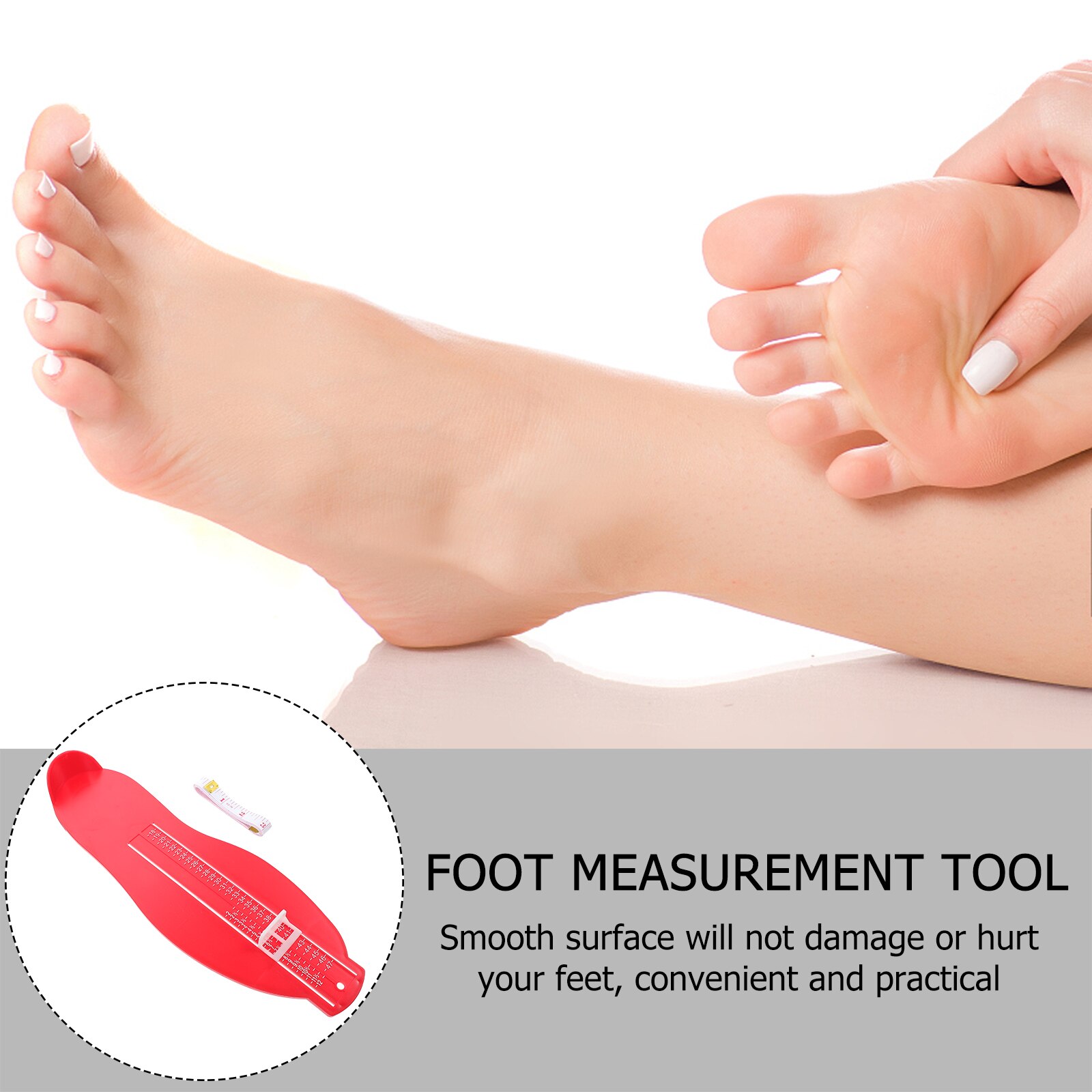 1pc Foot Measuring Device UK/EU Adult Foot Length Gauge Adult Feet Sizer with Tape Measure