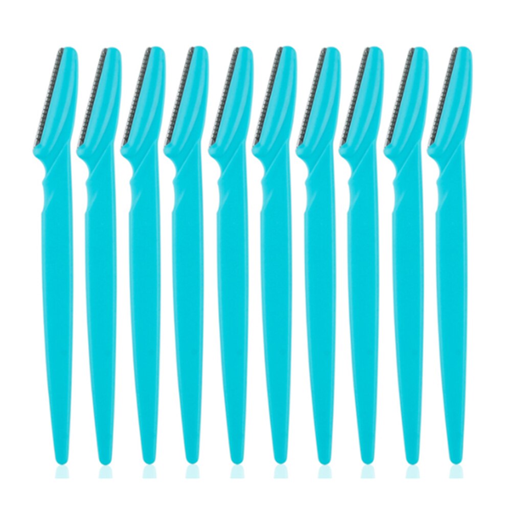 3 / 10 Eyebrow Trimmer Three Jelly Colors Facial Shaver Small And Neat Facial Shaver Female Beauty And Makeup Tool: 10pcs Blue