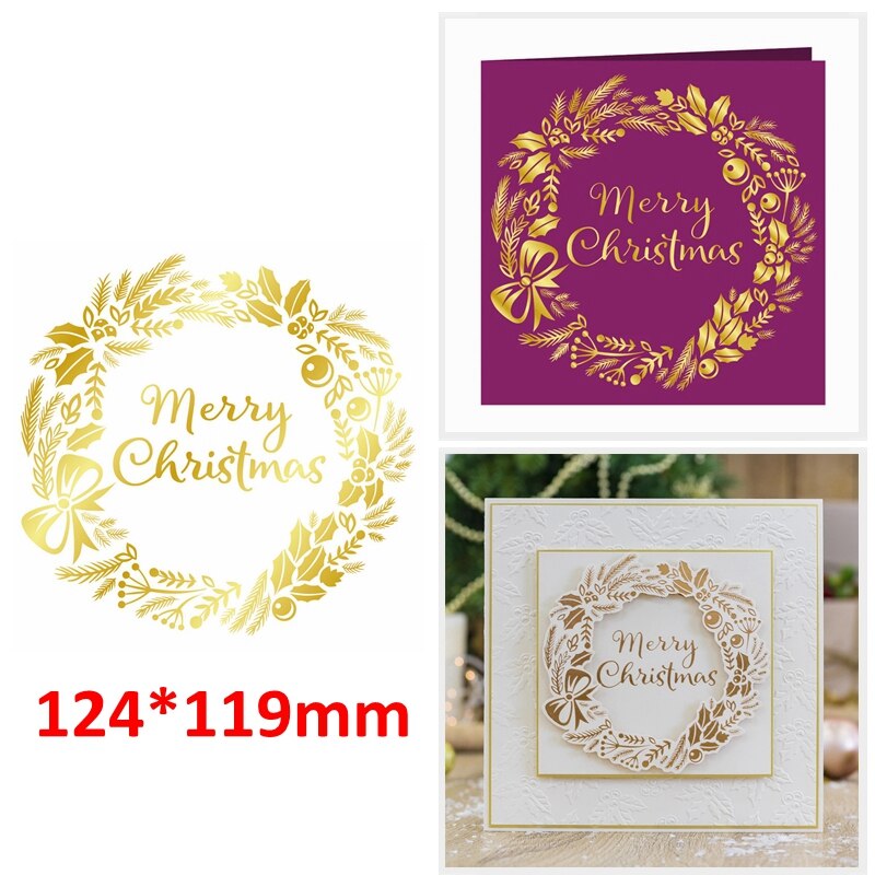 Adornos para árbol de Navidad hojas redondas copo de nieve Doodle Foil placas para DIY Scrapbooking Letterpress Embossing tarjetas: 6