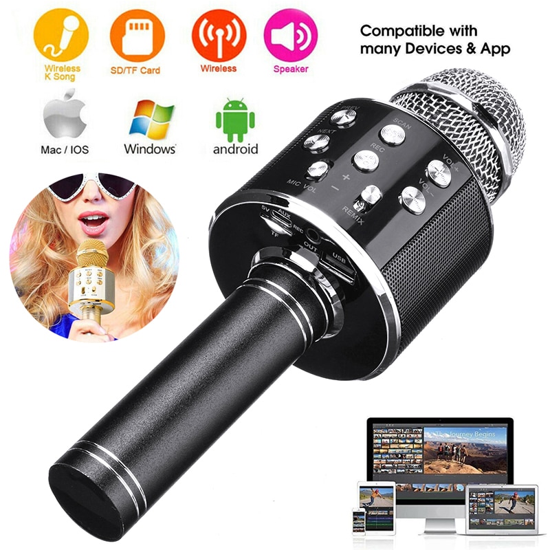 Professionele Condensator Karaoke Mic Bluetooth Draadloze Microfoon Stand Radio Mikrofon Studio Opname Studio