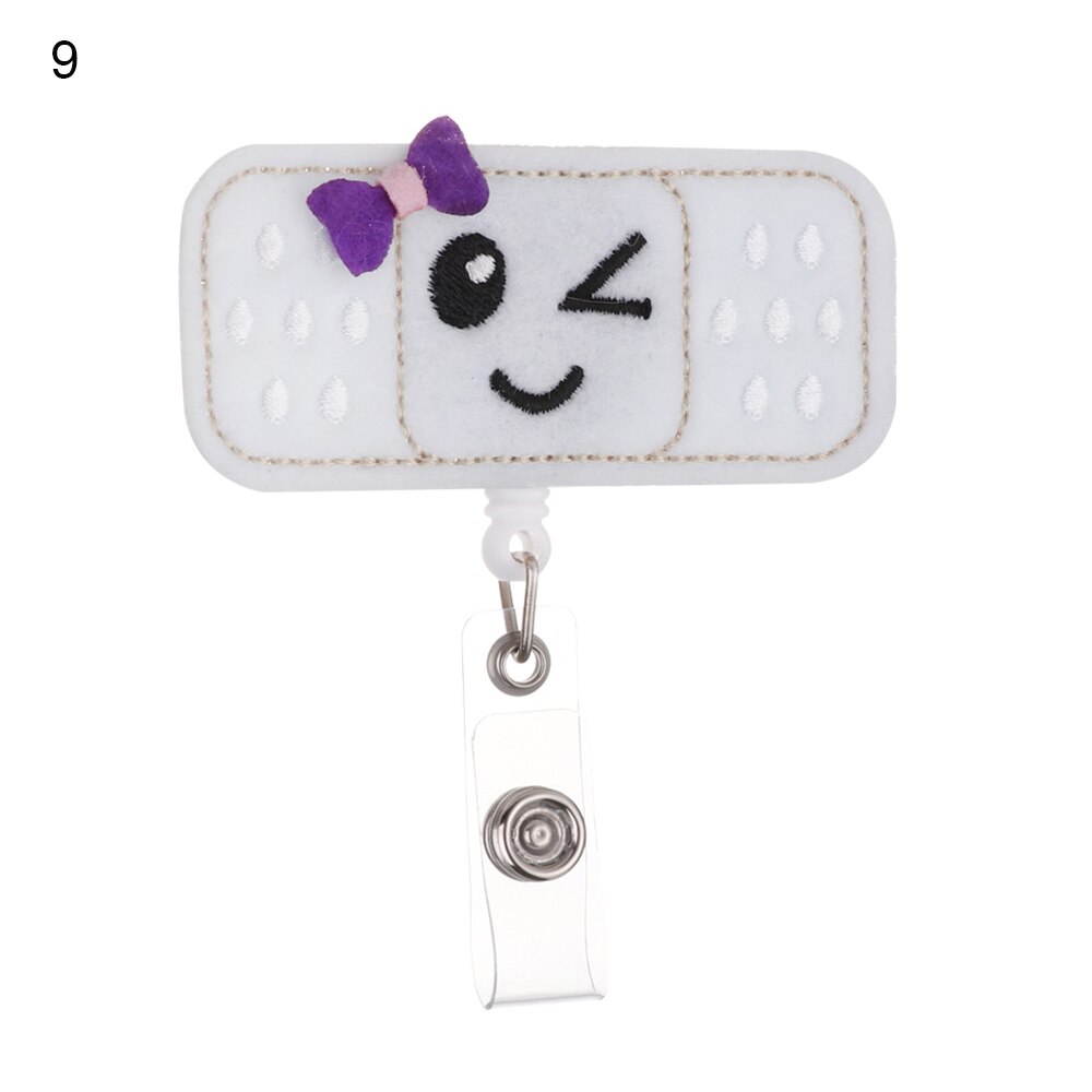 1pc klud sygeplejerske udtrækkeligt badge pull spænde hjul clip sød tegning bandage stil studerende id-kort badge holder: 9