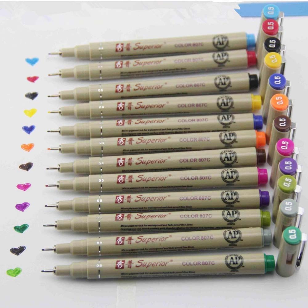 Bolígrafos de punta porosa para dibujar, rotuladores de punta fina de 0,5mm con de Micron, suministros de dibujo de Neelde, 12 colores