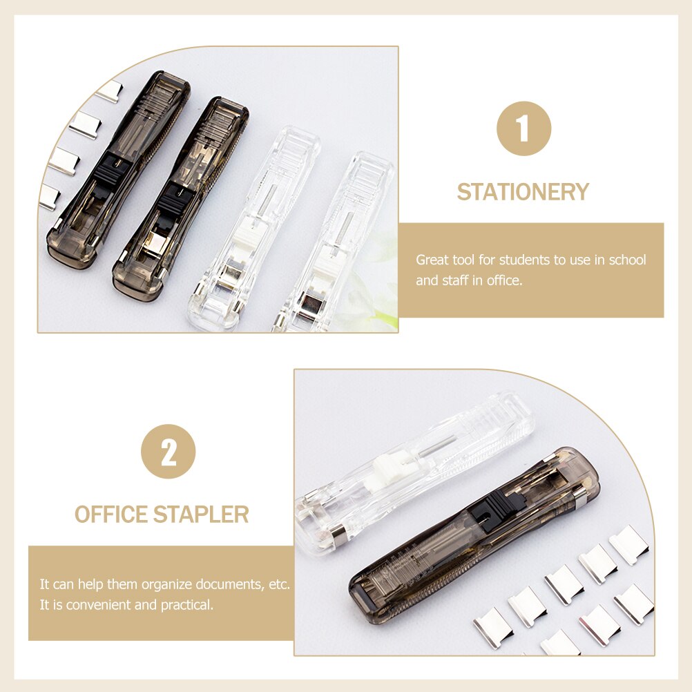 1 Set of Household Clam Clip Dispenser with Refill Clips Seamless Stapler