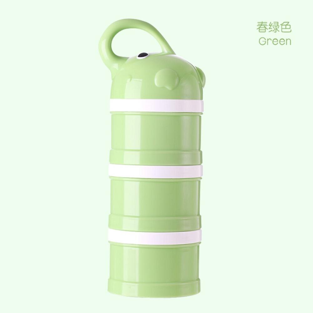 3 layer Elephant Whale Style Portable Baby Food Storage Box Essential Cereal Cartoon Milk Powder Box Toddle Kids Milk Container: Elephant Green