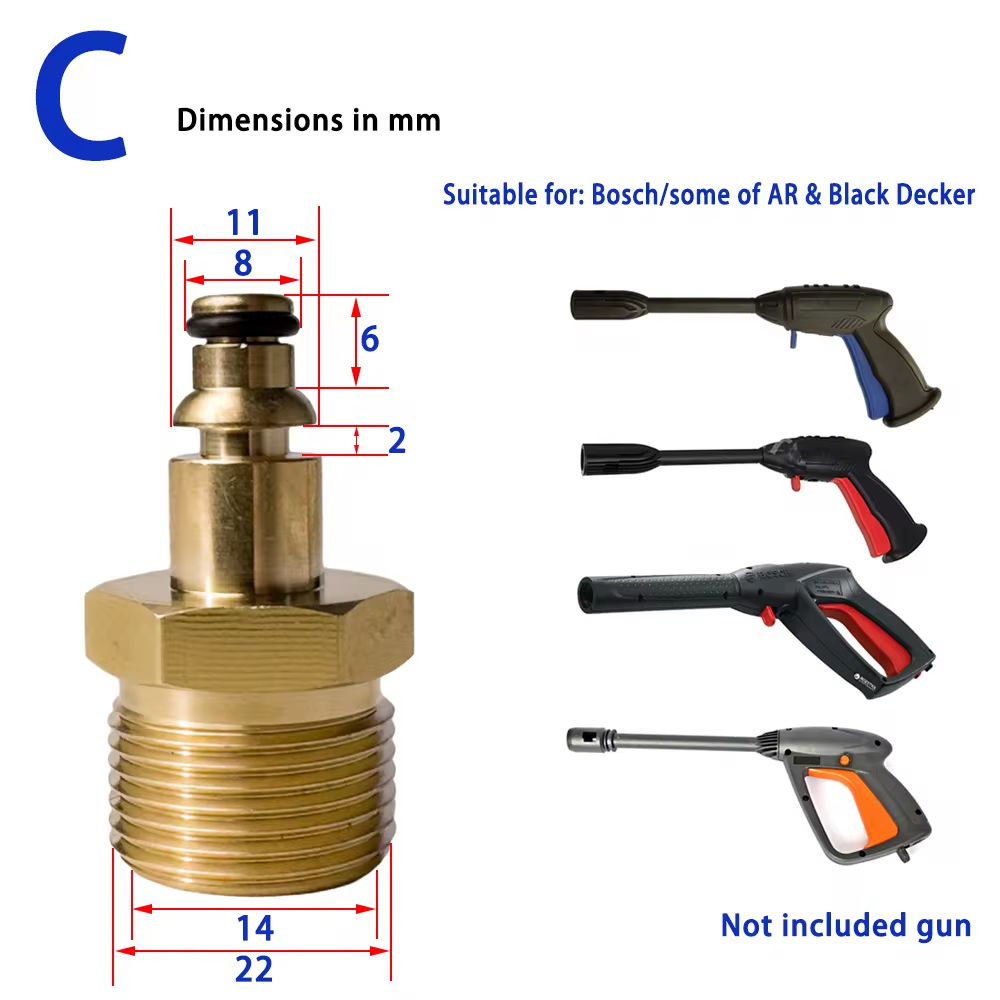 Hogedruk Auto Wasmachine Slang Snelkoppeling Converter M22 Draad Spoelbakken Converter voor Karcher Lavor Parkside hogedrukreiniger: Goud