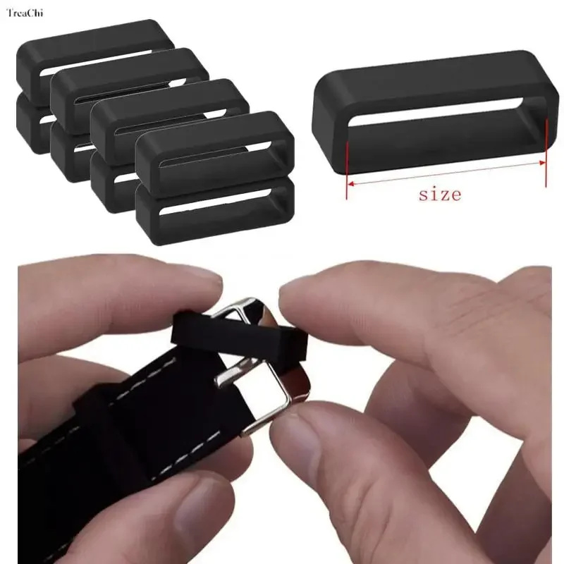 Rubberen horlogebanden Zwarte band Loop Ring Siliconen horlogebanden Accessoires Houder 12 14 16 18 20 22 24 26 28 30 mm Locker 4 stuks