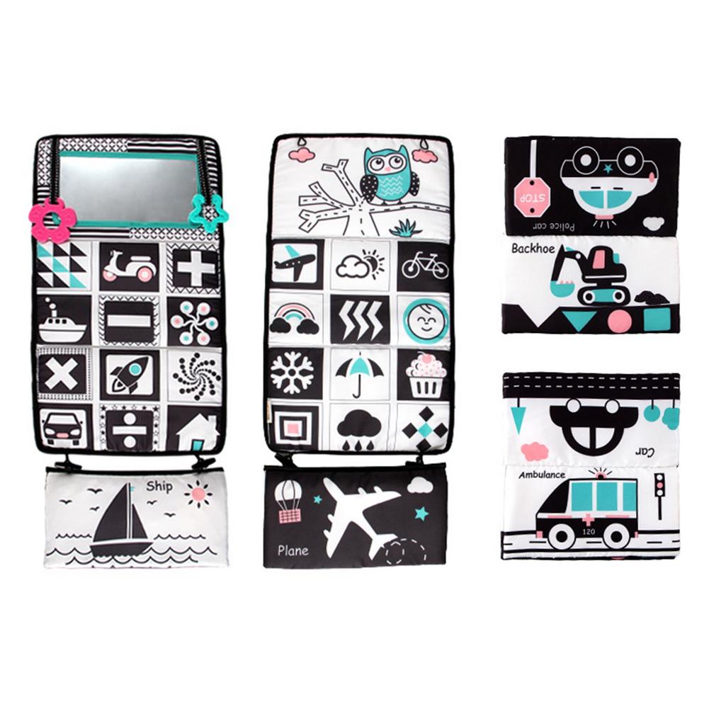 Tummy Time Floor Baby Mirror Toy High Contrast Activity Mirror Toddler Teether Toy Activity Developmental Black And White Toys