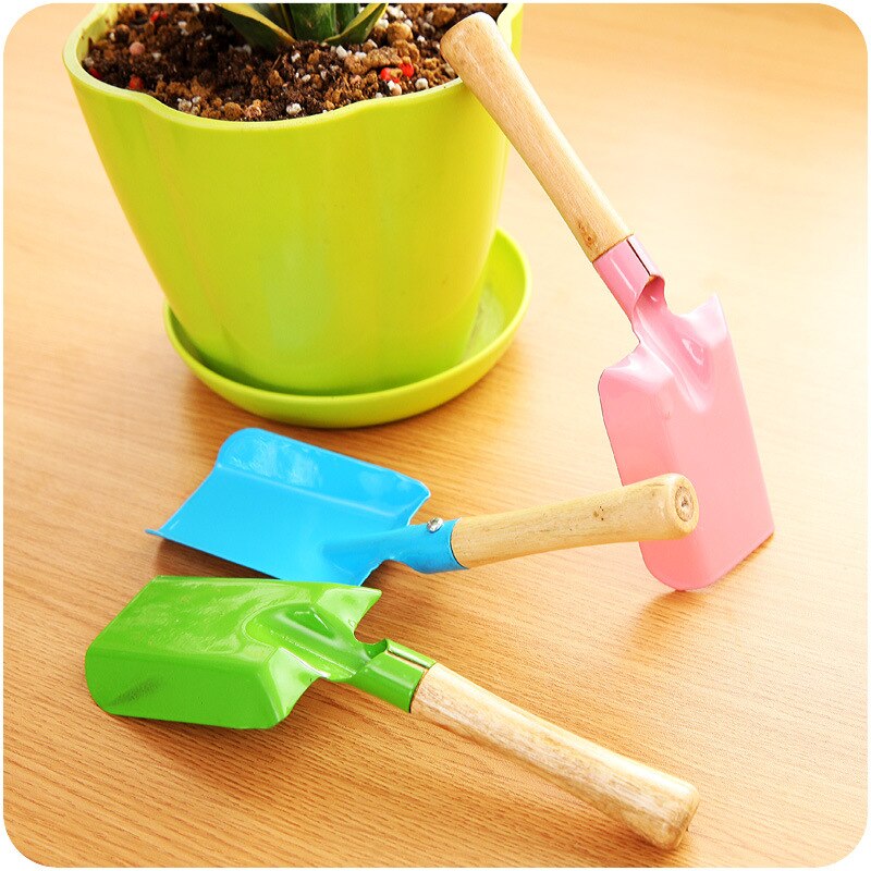 Mini pá de ferro colorida com punho de madeira, 20cm, separação do solo, pá multifuncional para jardim, ferramentas duráveis de jardinagem