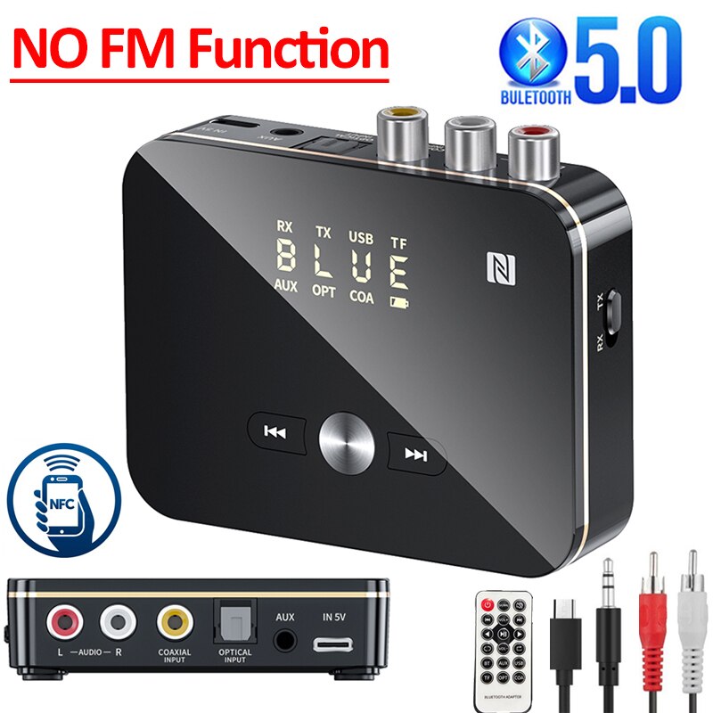 Bluetooth 5.0 Receiver Transmitter FM Stereo AUX 3.5mm Jack RCA Optical Wireless Handsfree Call NFC Bluetooth Audio Adapter TV: M8