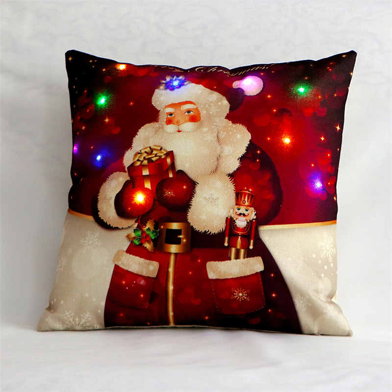 Hør glædelig jul pudebetræk ledet enkelt lykkeligt år pudebetræk sne vintage hjem seng dekorative pudebetræk: 5