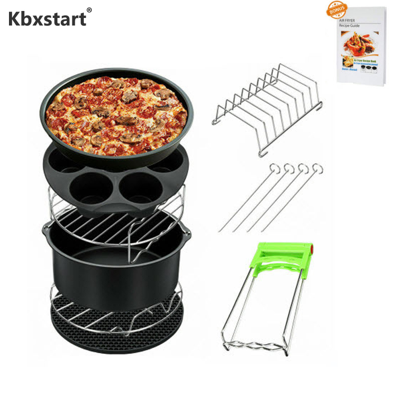 9 Inch 8 Stk/set Friteuse Electrique Phillips Lucht Friteuse Accessoires Set Chips Bakken Pizza Pan Friteuse Universal Fit Voor 5.3-6.8QT