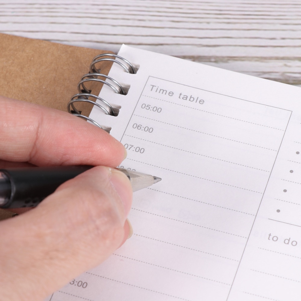 2pcs Student Daily Planner Efficiency Agenda Schedule Notebooks Diary Stationery (Leather)