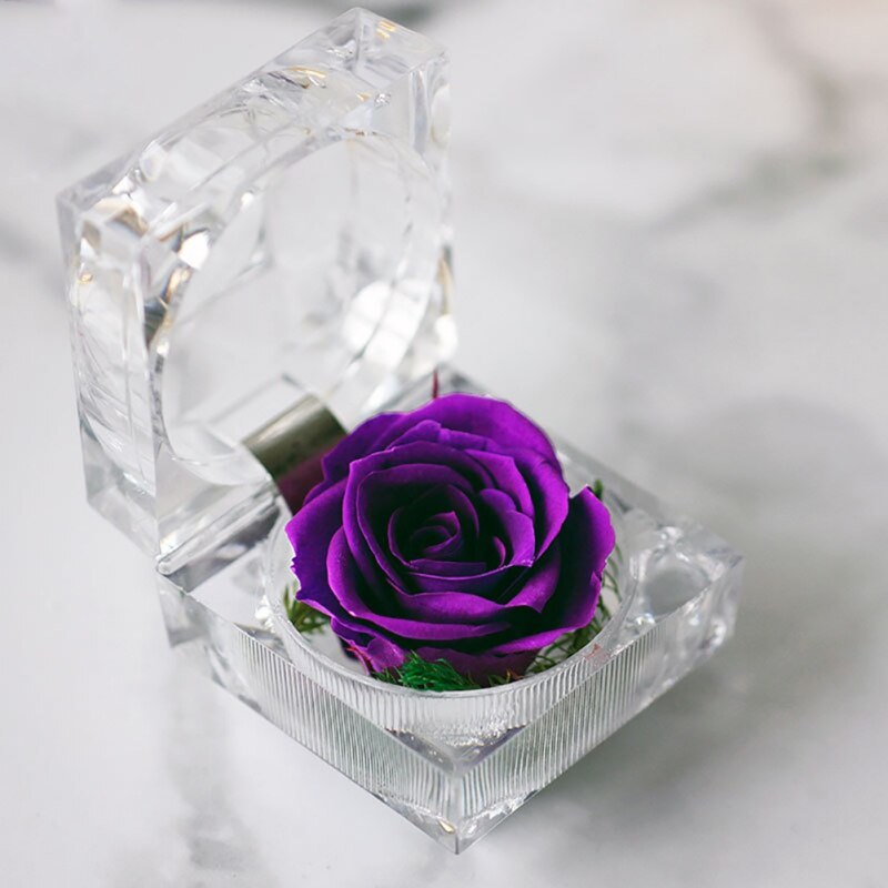 Romantisk rosenring æske blomst evig rose blomst bryllup foreslå forlovelse valentinsdag æske pakning smykkeetui: 5