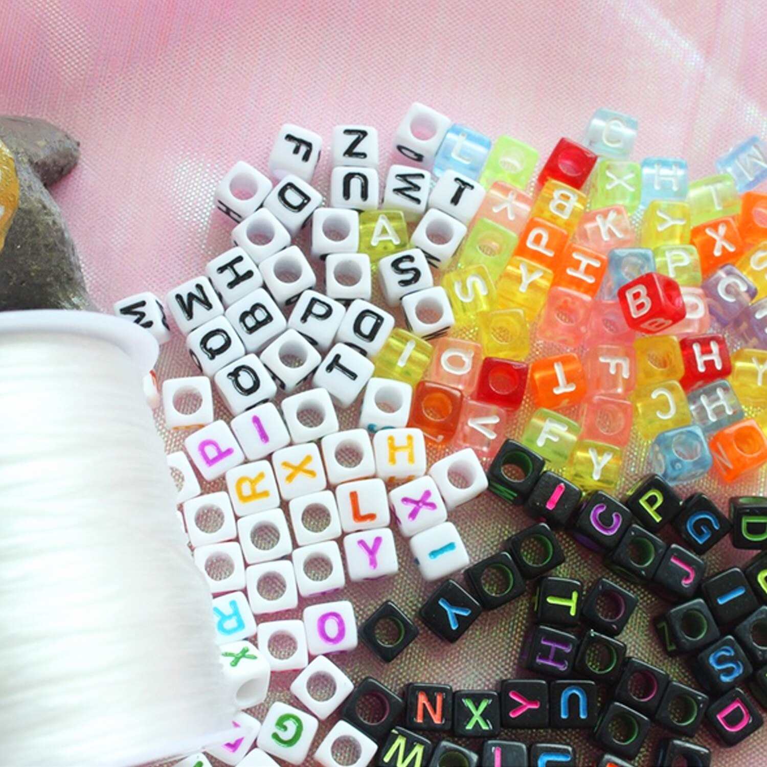 Besegad 800 stk perler 6mm assorteret stil akrylterning alfabet brev løse perler til barn pige armbånd halskæder smykker