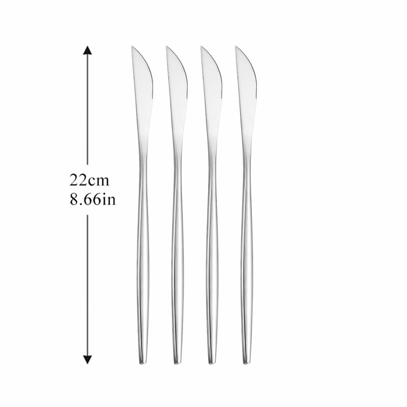 4Pcs Cutlery Dinnerware Set Stainless Steel Dinner Knife Cutlery Set Kitchen Complete Dinner Knife Tableware Set Golden Cutlery: silver 4pcs