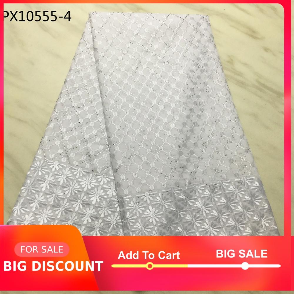 African Women white color swiss voile lace cotton stock fabric