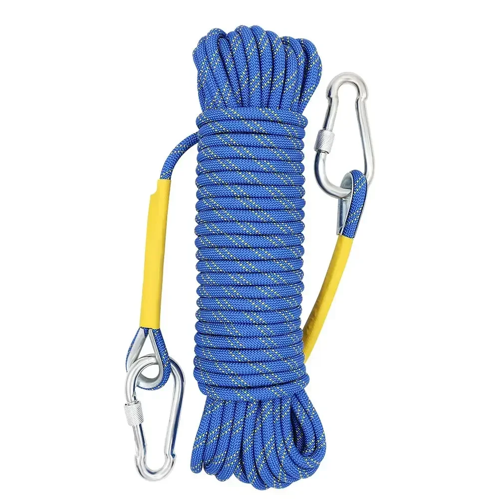 Tomshoo cuerda de escalada de 10mm 10M/20M/30M cuerda de escalada estática al aire libre rescate seguridad contra incendios Escape escalada cuerda de emergencia: Azul