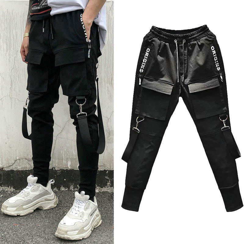 Hip Hop Sweatpants men Black Mens Joggers Harem Pants Multi-pocket Pencil Jogger Pants Men