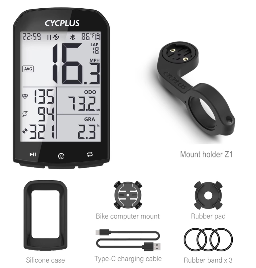 CYCPLUS M1 GPS Fietscomputer Fietsen Snelheidsmeter Bluetooth 5.0 ANT + Ciclismo Snelheidsmeter voor Garmin Zwift Fietsaccessoires: Bordeaux