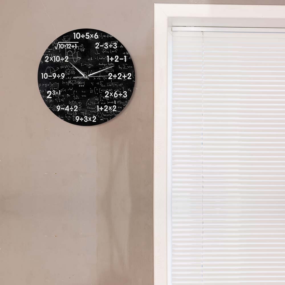 Math Class Black Chalkboard Silent Wall Clock Mathematics Classroom Wall Sign Math Equations Wall Watch Math Nerd Teacher