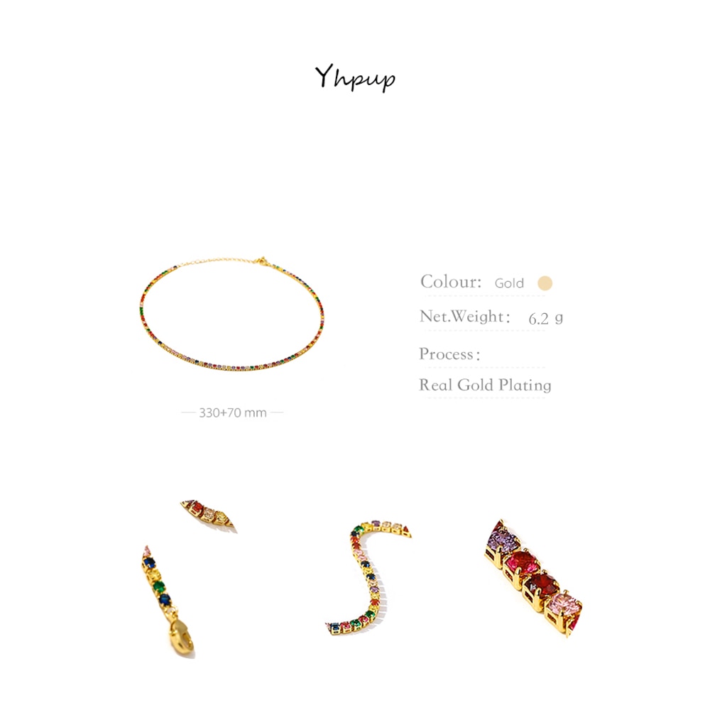 Yhpup-Collar corto con temperamento colorido variado para mujer, joyería de , de aniversario