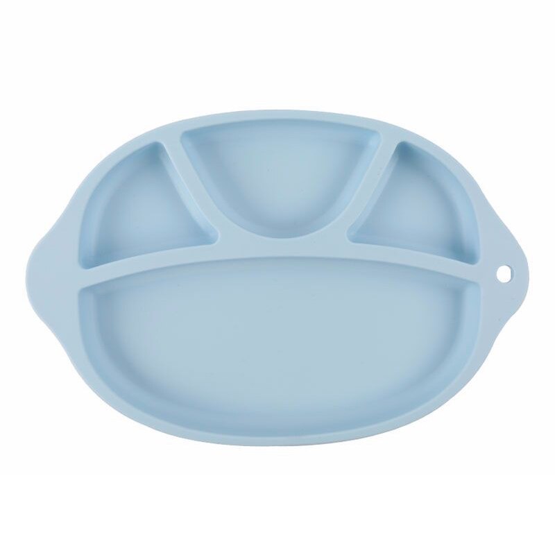 Plato de silicona anti-calientes para la cena del bebé, plato antideslizante de Color caramelo para la alimentación de los niños pequeños, Mantel Individual, Bol, vajilla para niños: Blue Plate
