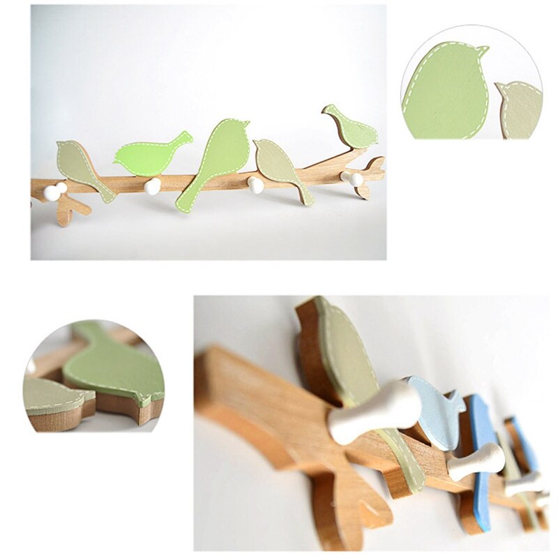 4 Haken Home Decoratieve Haken Vogel Houten Kapstok Rail Kleerhanger Woonkamer Decoraties Haak