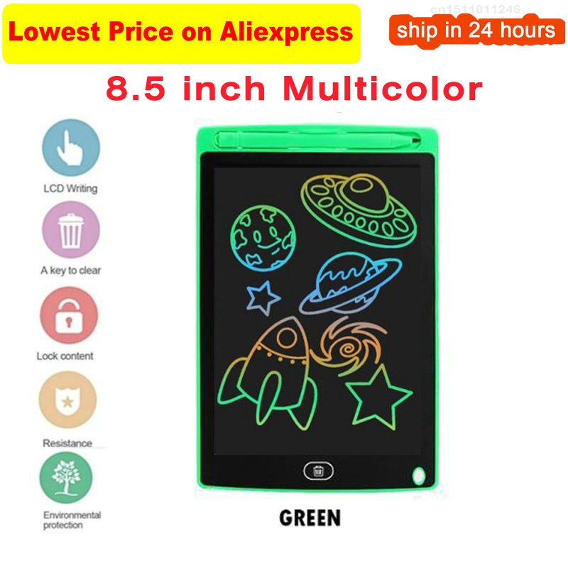 8.5Inch Electronic Drawing Board LCD Screen Writing Tablet Digital Graphic Drawing Tablets Electronic Handwriting Pad Board+Pen: Multicolor green
