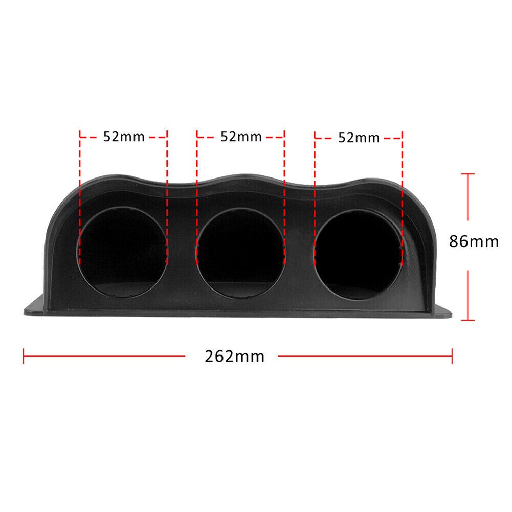 52mm Car Triple Dash Gauge Pod 2 inch/52mm ABS Triple Pod 3-Hole Dashboard Mount Holder Pod Black Gauge Holder