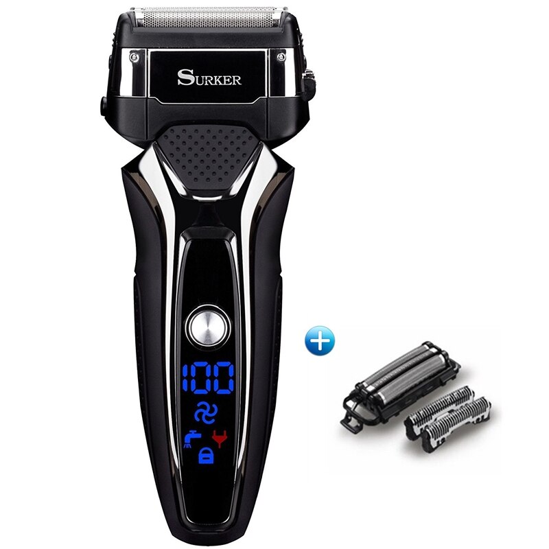 Pro Mannelijke Elektrisch Scheerapparaat Baard Folie Scheerapparaat Voor Mannen Oplaadbare Facial Scheren Machine Body Reiniging Scheerapparaat Hoofd Usb: add 1 set blade