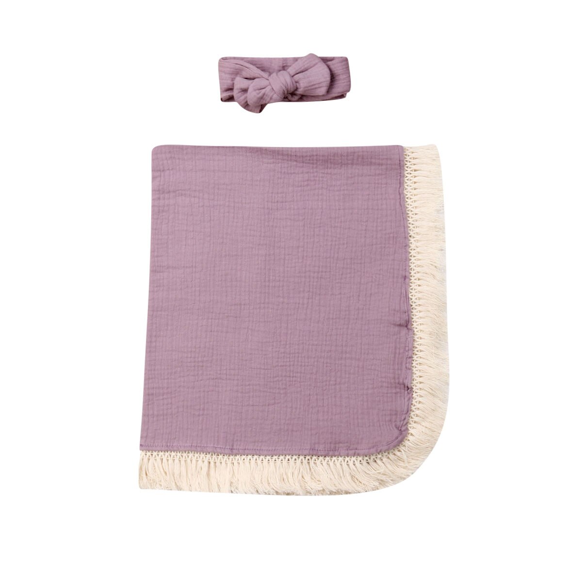 Novo 2 pçs bebê meninas menino borla swaddle envoltório cobertor musselina 100% algodão dormir esteira: ROXO