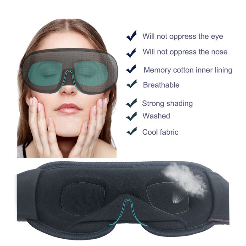 3d sovende øjenmaske rejsehvilehjælp øjenmaske cover patch polstret blød sovemaske øjenbind afslappende massager skønhedsværktøj