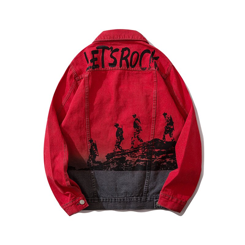 Original Brand Harajuku Oversize Hiphop Jacket Men's Hip-Hop Denim Jacket Jacket Men Jean Jacket Men Clothing: M