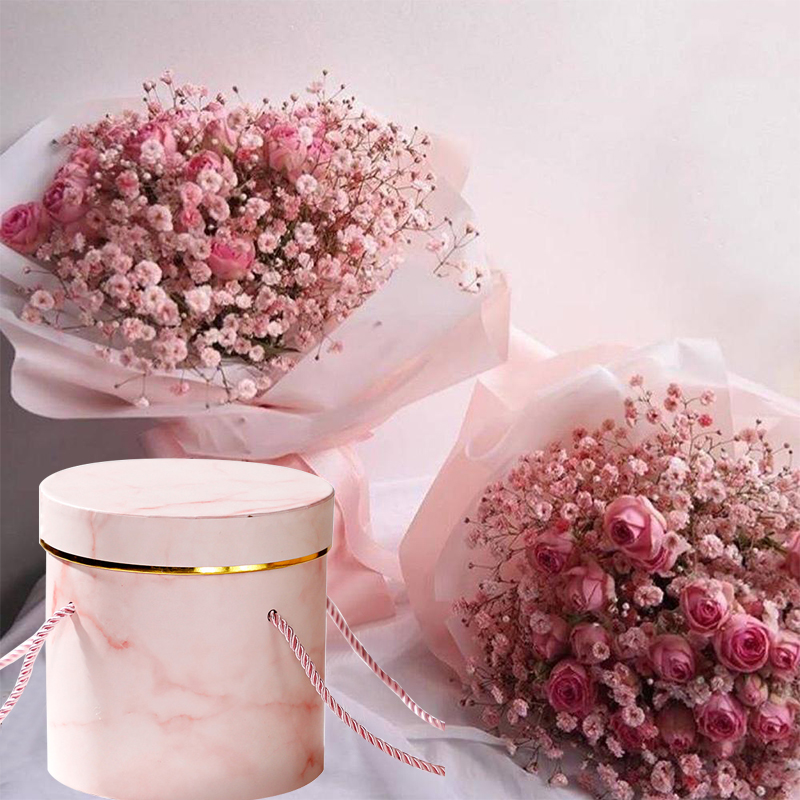 Ronde Bloemen Dozen Vrouwen Bloem Verpakking Papieren Zak Met Hoed Voor Bloemist Boeket Bloem Verpakking Party Opbergdozen