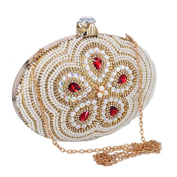 arrivé rond blanc fleur multicolore cristal femmes de mariage sac à main pochette femme bracelets dame sac de soirée