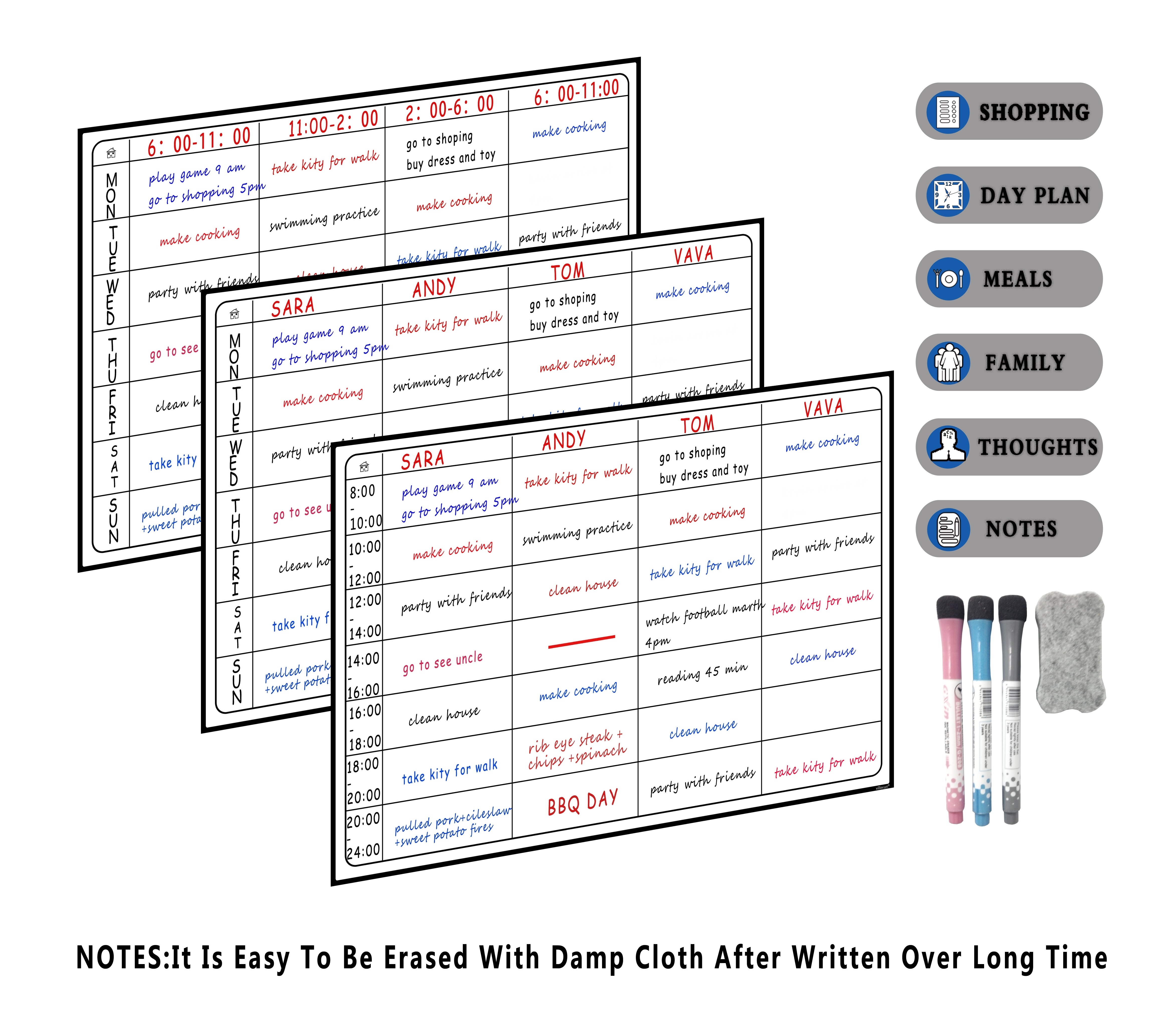 A3 Dry Erase Weekly Planner Board Multiple Magnetic Whiteboard Daily Weekly Dry Erase Magnetic Fridge Stickers Magnetic Board