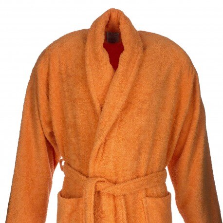 Peignoir adulte de bain orange uni 100 % coton