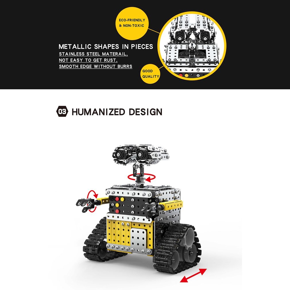 DIY Rvs Afstandsbediening Robot ToySliding Blok Gebouw Gemonteerd Robot Speelgoed Stand Nog voor Kinderen Kinderen Speelgoed