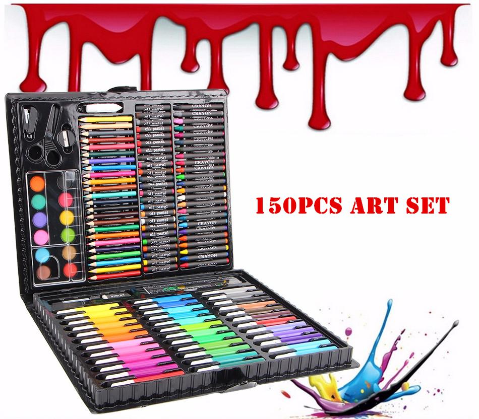 Kit de canetas coloridas para desenho, kit de pintura artística, pintura, marcador de arte, conjunto de pincéis de cores, ferramenta de desenho artístico com 150 peças/conjunto escola: 150pcs black