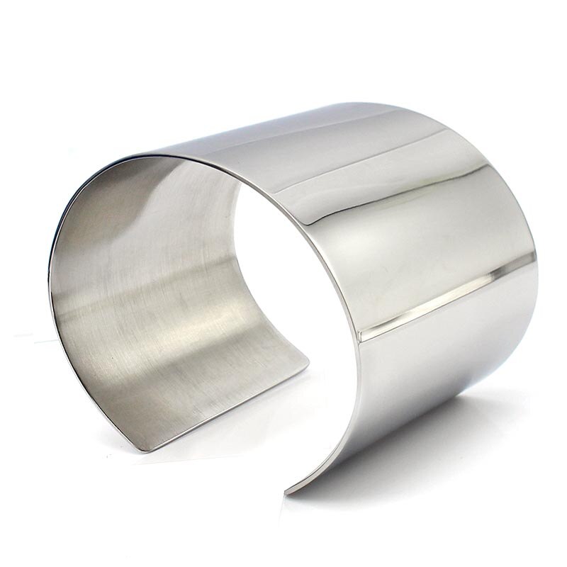 COUYA Stainless Steel Wide Blank Plain Shiny Arm Cuff Bangle Bracelet Hiphop Punky Jewelry Ladies Jewelry
