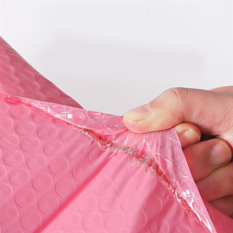 50pcs Practical Bubble Storage Bag Shockproof Express Packaging Bag Bubble Pouch for Home Shop Office (Pink, 15x11cm)