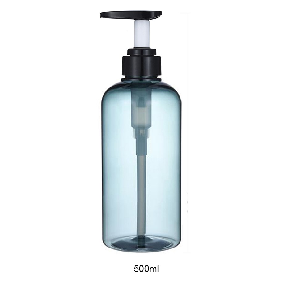300/500ml Empty Soap Dispenser Bottle Refillable Lotion Hair Conditioner Shampoo Container Bottle with Waterproof Labels: 500ml blue