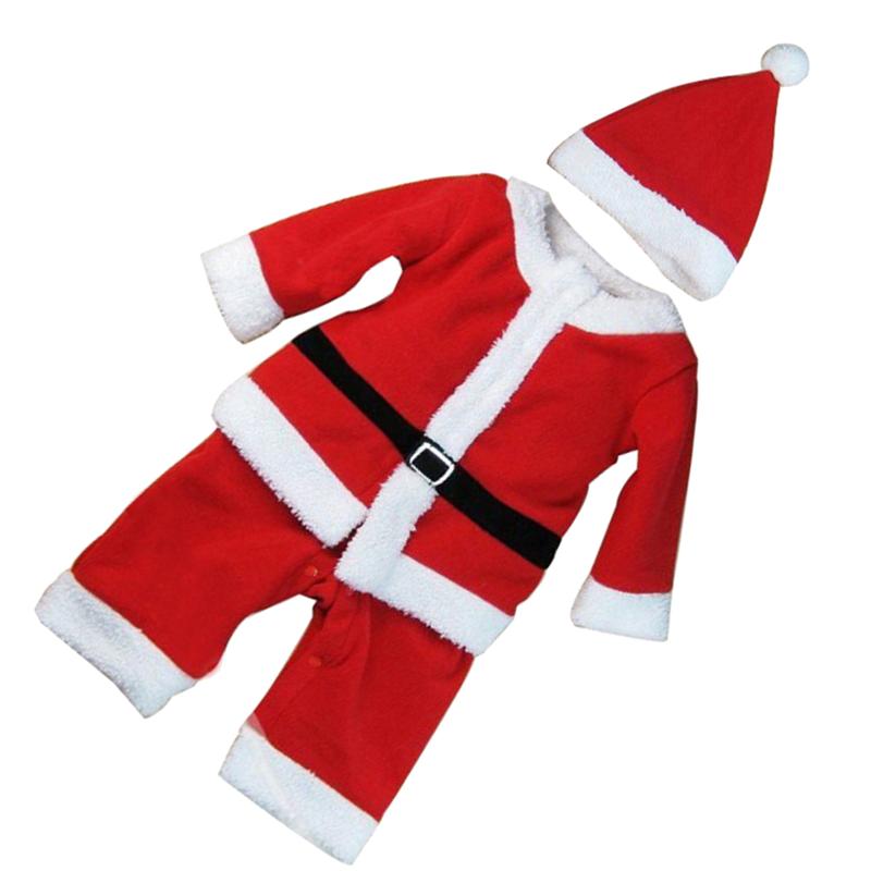 Søde børn jul julemanden jakkesæt fest påklædt tøj jule-tema cosplay kostume med hat til dreng (rød 140cm)